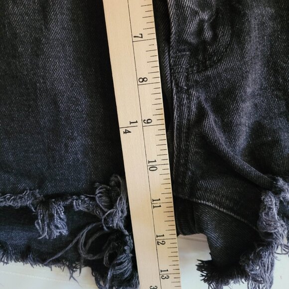 Abercrombie Fitch Mom Short High Rise Size 25/0 Denim Cutoffs Shorts Black - Picture 9 of 14